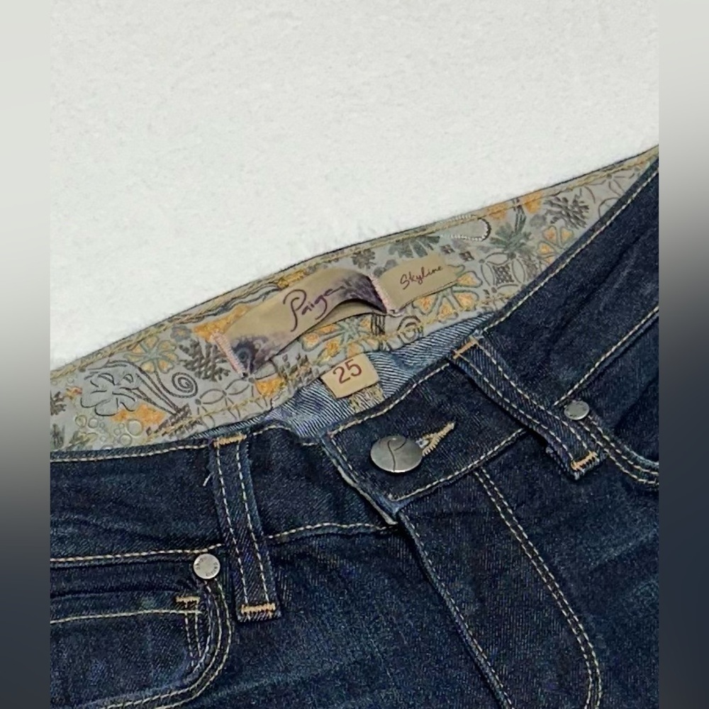 Paige Women’s Skyline Low-rise Dark Wash Jeans, Size 25 (26x33), Made in USA - Picture 7 of 14